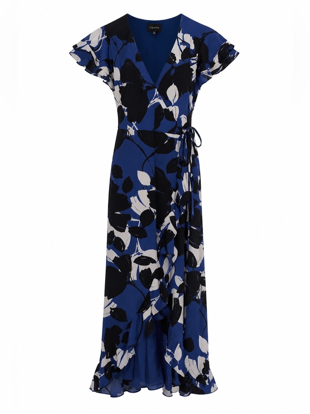 Sugarlips Blue Floral Wrap Maxi Dress with Tie Waist. Sz‎ S